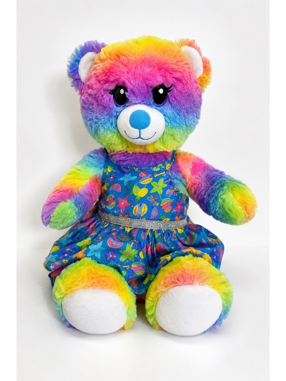 Build A Bear Build-A-Bear Plush Rainbow Party Teddy Bear Multi Color With Dress